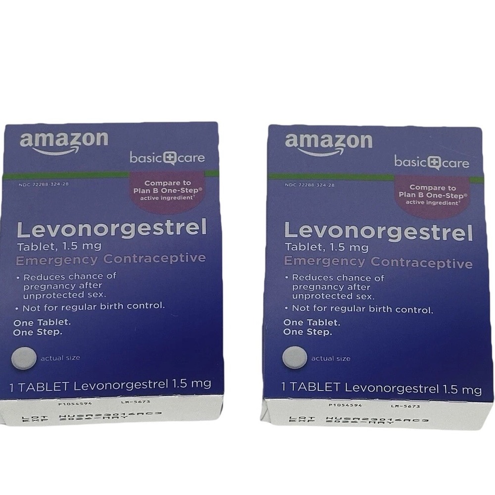 2x Amazon Basic Care 1.5mg Emergency Contraceptive MorningAfter Tablet EXP 05/26